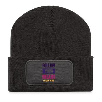 Suivez vos rêves - Retournez au lit - Beanie recyclé à patch - charbon - Devant