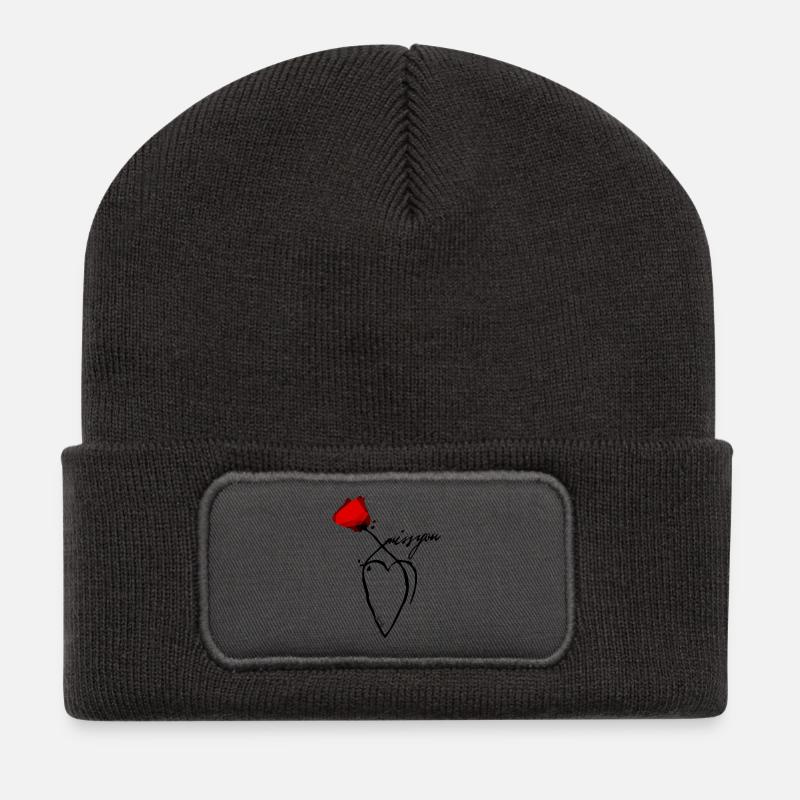 Tu me manque - Beanie recyclé à patch - charbon