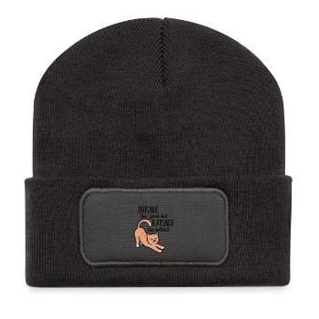 Positivity Cat - Recycelte Patch Beanie - Dunkelgrau - Vorne