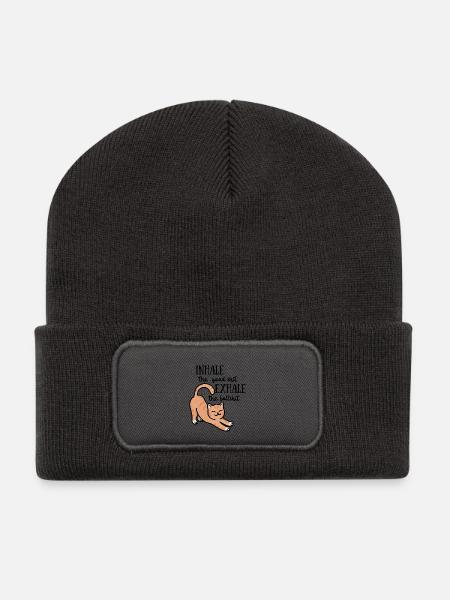 Positivity Cat - Recycelte Patch Beanie - Dunkelgrau