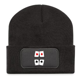 Bannière de texte Four Aces - Beanie recyclé à patch - charbon - Devant