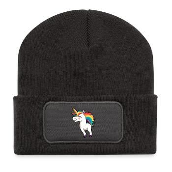 Fierté de la licorne Enfants | LGBTQ | Gay Pride | Mignon - Beanie recyclé à patch - charbon - Devant