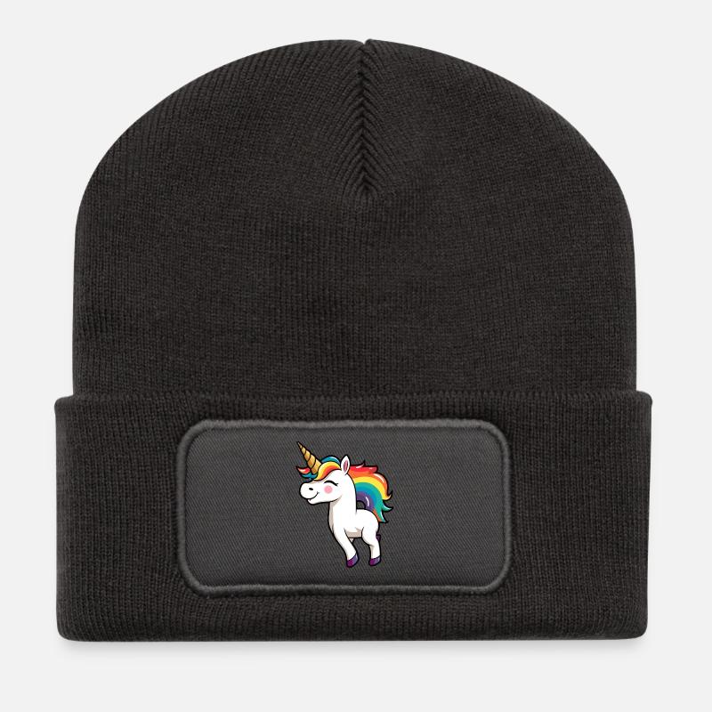 Einhorn-Stolz Kinder | LGBTQ | Gay Pride | Niedlich - Recycelte Patch Beanie - Dunkelgrau