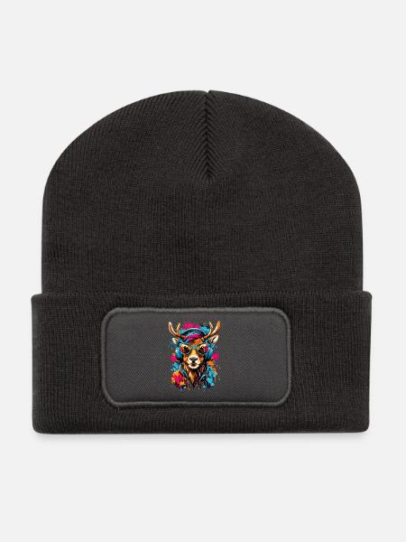 Coole Rentier - Recycelte Patch Beanie - Dunkelgrau