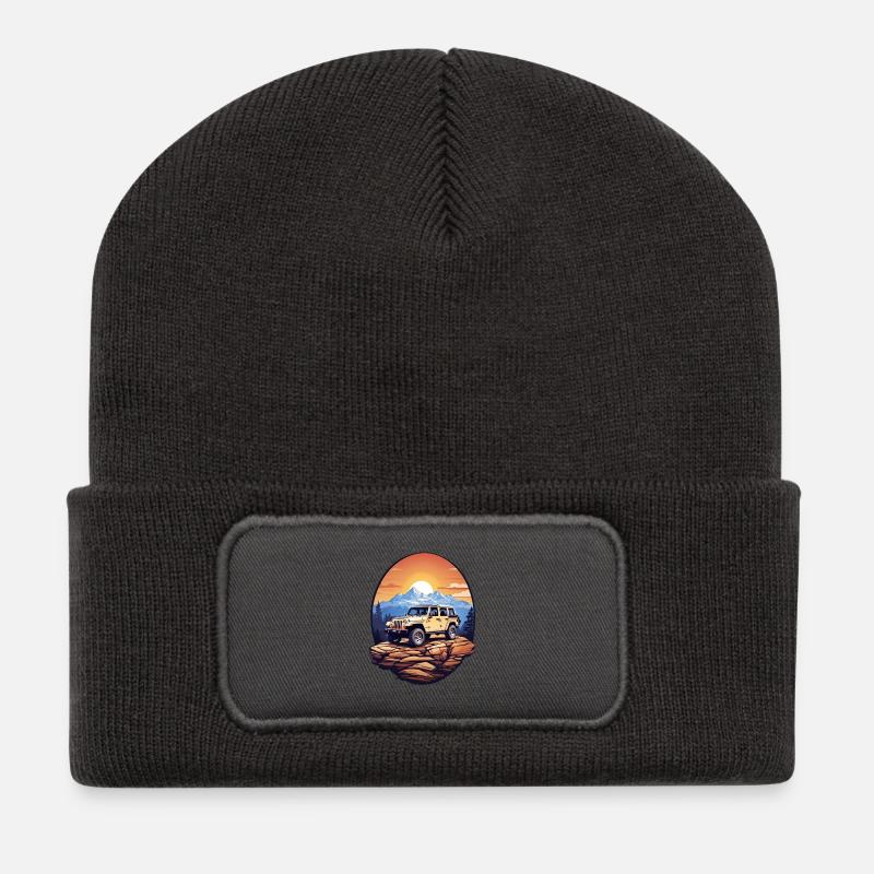 Geländewagen 4x4 - Recycelte Patch Beanie - Dunkelgrau