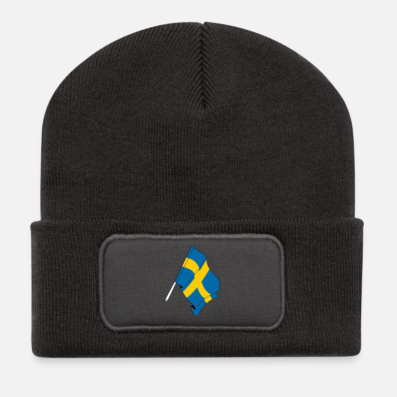 Flagge: Schweden - Recycelte Patch Beanie - Dunkelgrau