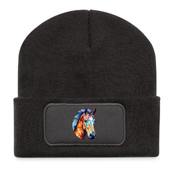 Horse Polygon Horse Head Horses - Recycled Patch Beanie - dark grey - Front