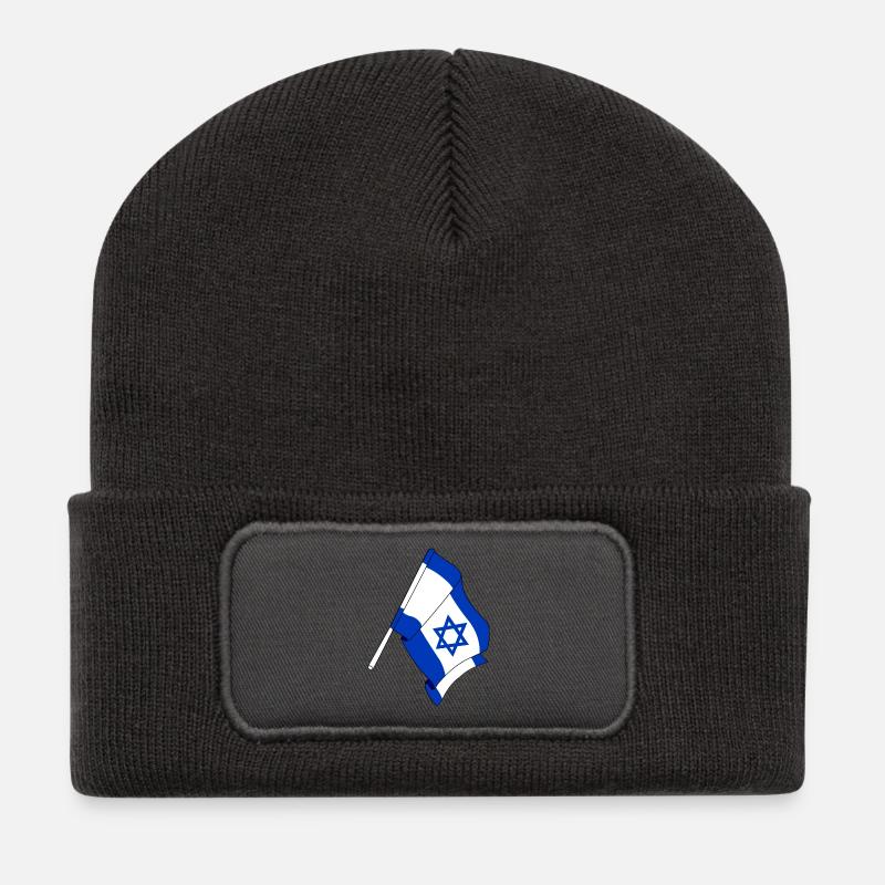 Flagge von Israel - Recycelte Patch Beanie - Dunkelgrau