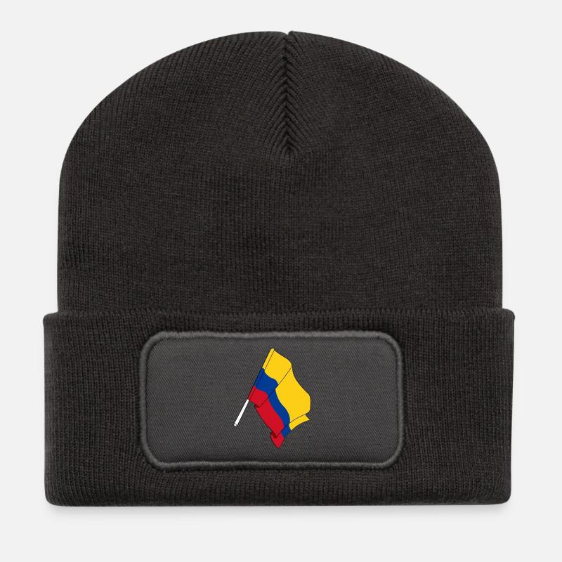 Flagge von Kolumbien - Recycelte Patch Beanie - Dunkelgrau