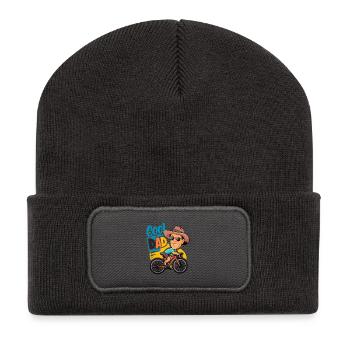 Coole Papa Radfahren Illustration - Recycelte Patch Beanie - Dunkelgrau - Vorne