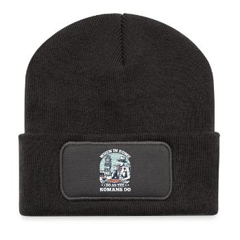WHEN IN ROME, DO AS THE ROMANS DO - Recycled Patch Beanie - dark grey - Front