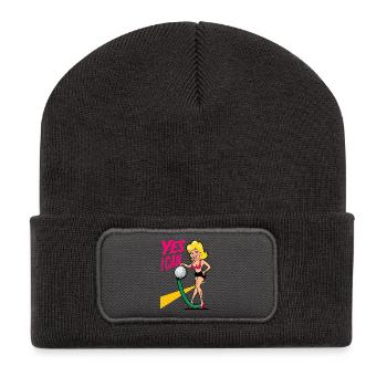 Golfball und Gartenschlauch - Recycelte Patch Beanie - Dunkelgrau - Vorne