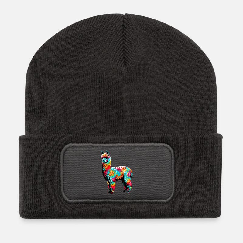 Alpaka - Recycelte Patch Beanie - Dunkelgrau
