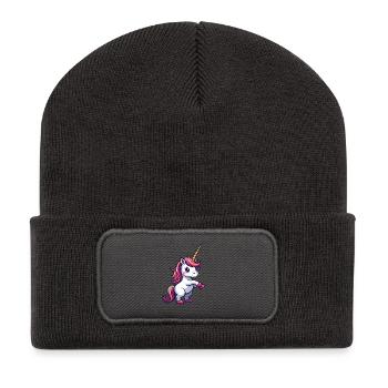 Poney Kawaii magique pour les amateurs de fantasy - Beanie recyclé à patch - charbon - Devant
