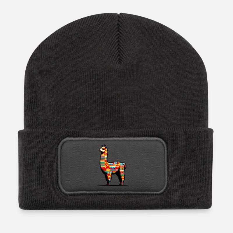 Alpaka - Recycelte Patch Beanie - Dunkelgrau