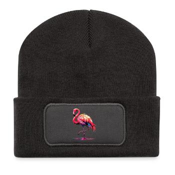 Flamant - Beanie recyclé à patch - charbon - Devant