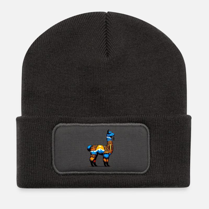 Alpaka - Recycelte Patch Beanie - Dunkelgrau
