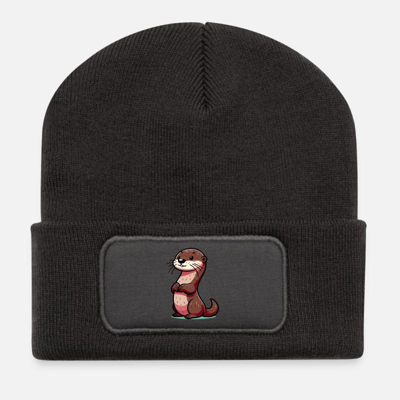 Otter - Recycelte Patch Beanie - Dunkelgrau
