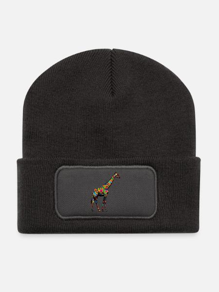 Giraffe - Recycelte Patch Beanie - Dunkelgrau