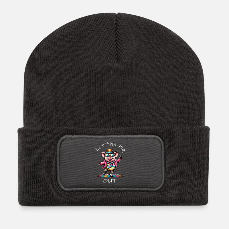 Lustige Tanz Sau - Recycelte Patch Beanie - Dunkelgrau