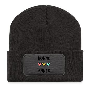 BONNE ANNEE. SAINT SYLVESTRE. NOUVELLE ANNÉE - Beanie recyclé à patch - charbon - Devant