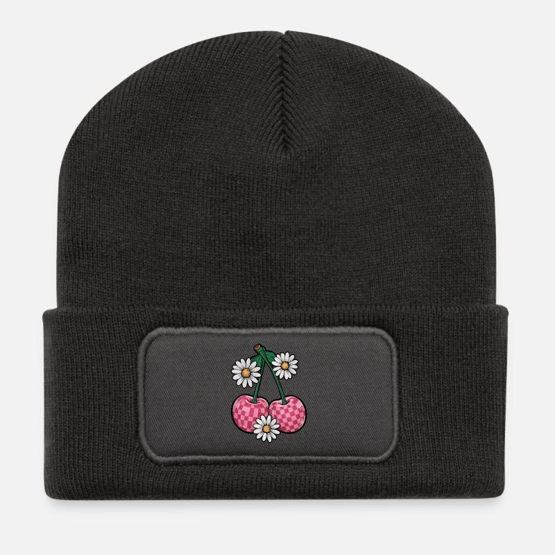 Cerisier et marguerite charmants - Beanie recyclé à patch - charbon