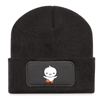 Duck running fast wants to fly cute flutter - Recycled Patch Beanie - dark grey - Front