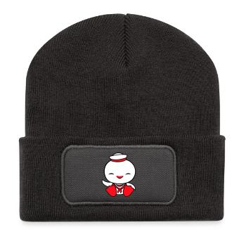 Ente Matrose Seemann Seefahrer Hut winkt glücklich - Recycelte Patch Beanie - Dunkelgrau - Vorne