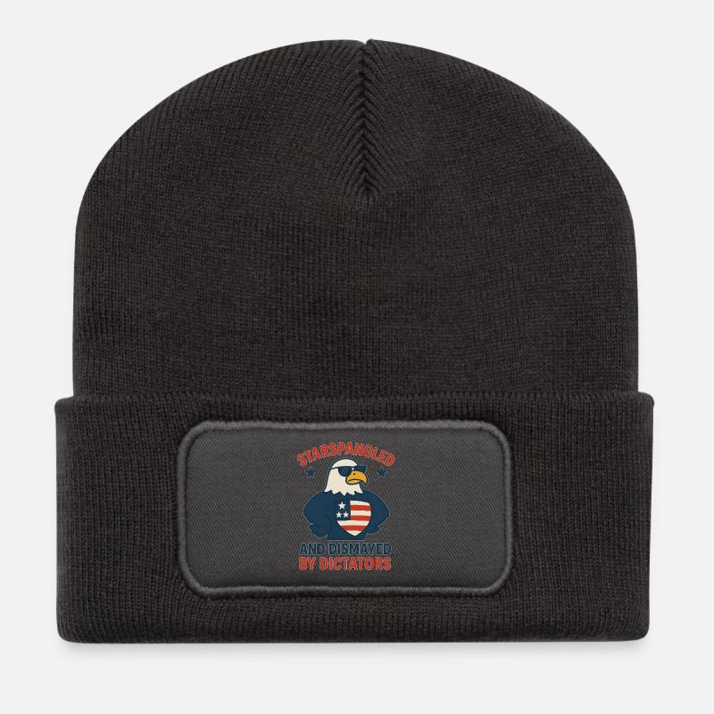 Stars Spangled Dismayed by Dictators - Recycled Patch Beanie - dark grey