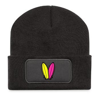 Surfbrett Symbol Surfen - Recycelte Patch Beanie - Dunkelgrau - Vorne