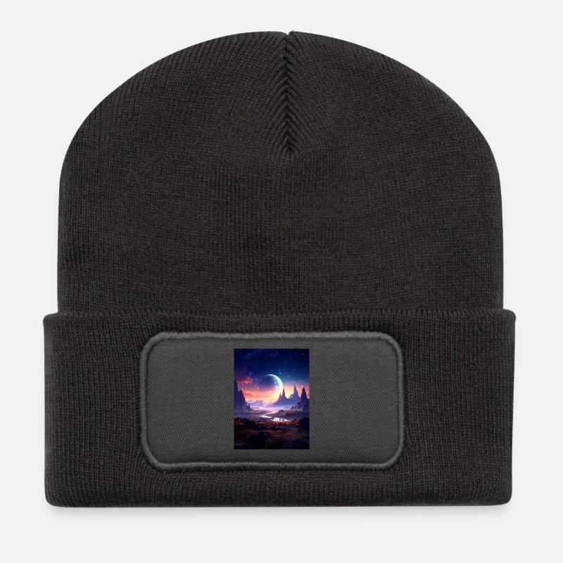 Fantasieplanet Mystery  - Recycelte Patch Beanie - Dunkelgrau