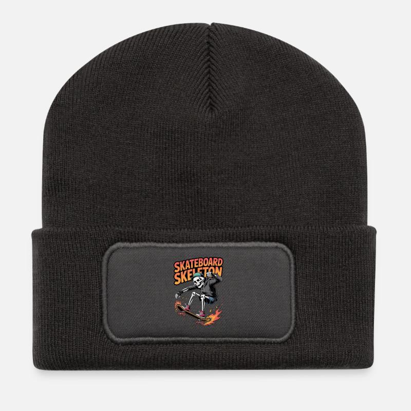 Skateboard Skeleton Dynamic Design - Recycled Patch Beanie - dark grey