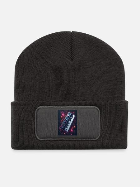 Cosmic Music Keyboard - Recycled Patch Beanie - dark grey