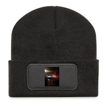 Circulation urbaine la nuit - Beanie recyclé à patch - charbon - Devant