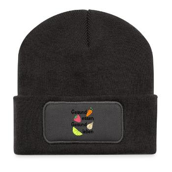 Gesund essen, gesund leben | Ernährung - Recycelte Patch Beanie - Dunkelgrau - Vorne
