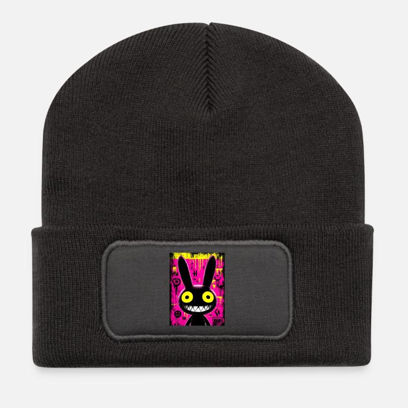 Bunny Black Urban Graffiti - Recycled Patch Beanie - dark grey