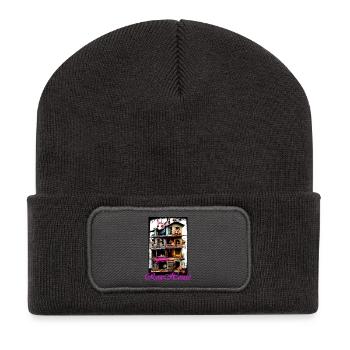 Playful mouse house with colorful design dolls - Recycled Patch Beanie - dark grey - Front