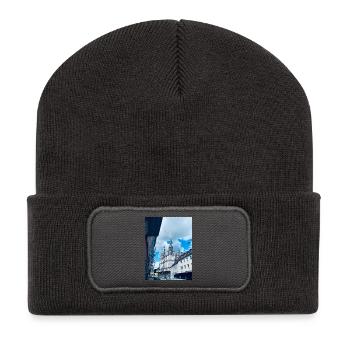 Architecture de la cathédrale de la vieille ville - Beanie recyclé à patch - charbon - Devant