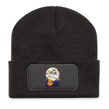 Moon Magic & Midnight Mischef - Recycelte Patch Beanie - Dunkelgrau - Vorne