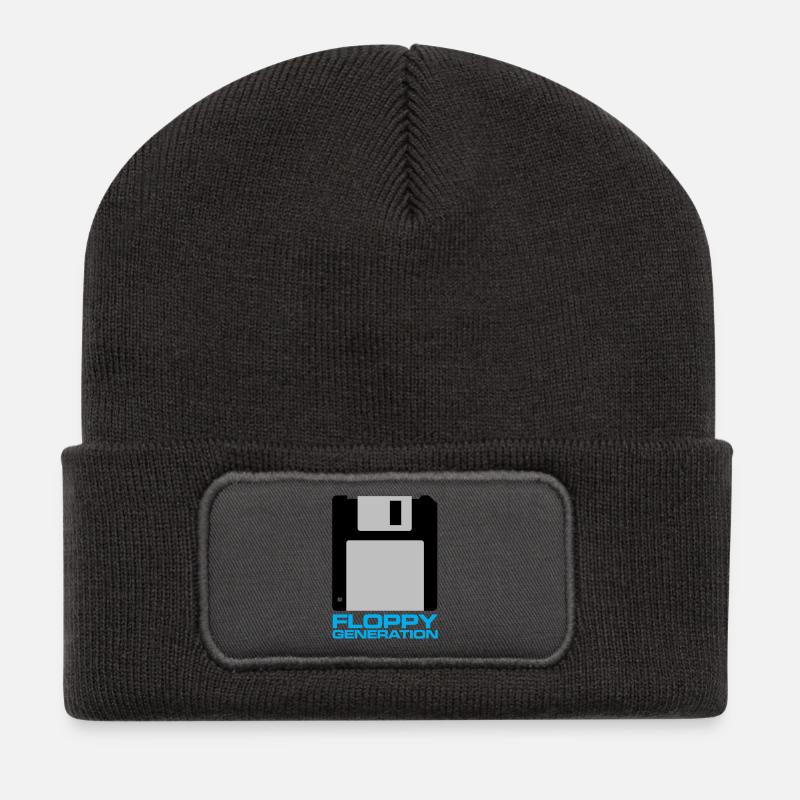 Diskette Generation 3.5 - Recycelte Patch Beanie - Dunkelgrau
