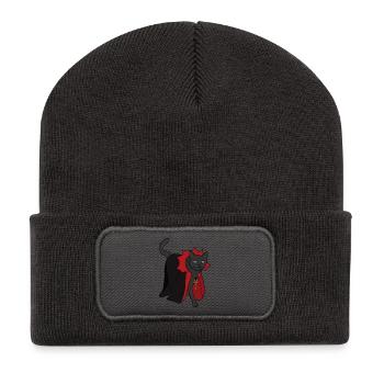 Nachtaktive Vampirkatze - Recycelte Patch Beanie - Dunkelgrau - Vorne