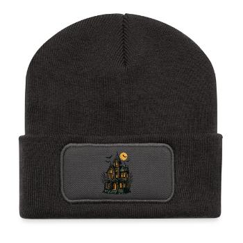 Maison hantée effrayante pour Halloween - Beanie recyclé à patch - charbon - Devant