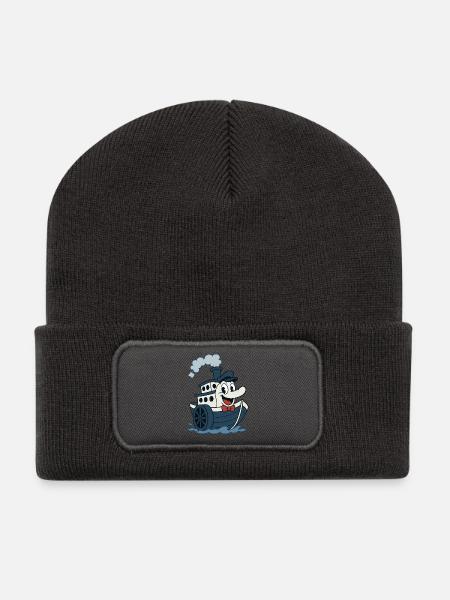Tolles Vintage-Boot im alten BD-Stil - Recycelte Patch Beanie - Dunkelgrau