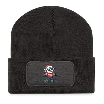 Mouton Noël Drôle - Beanie recyclé à patch - charbon - Devant
