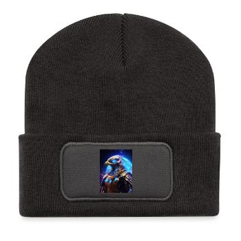 Horus – Le Faucon Céleste - Beanie recyclé à patch - charbon - Devant