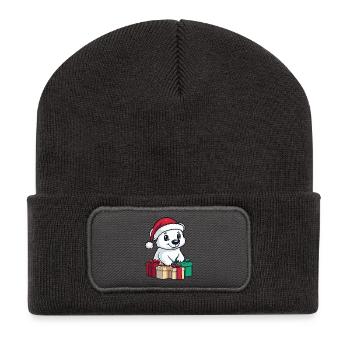 Eisbär Weihnachten Geschenke Polar bär - Recycelte Patch Beanie - Dunkelgrau - Vorne