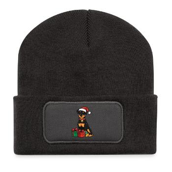 Doberman Dog Christmas Gifts - Recycled Patch Beanie - dark grey - Front