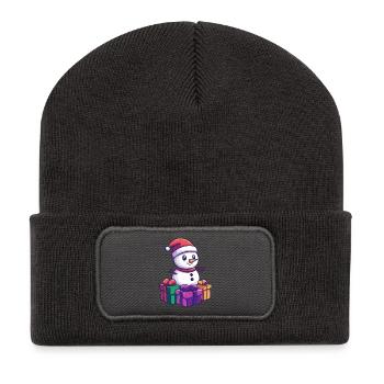 Cadeaux de Noël Snowman - Beanie recyclé à patch - charbon - Devant