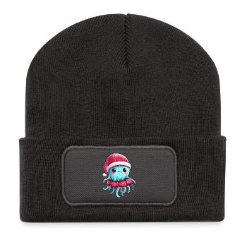 Qualle Weihnachten Xmas - Recycelte Patch Beanie - Dunkelgrau - Vorne