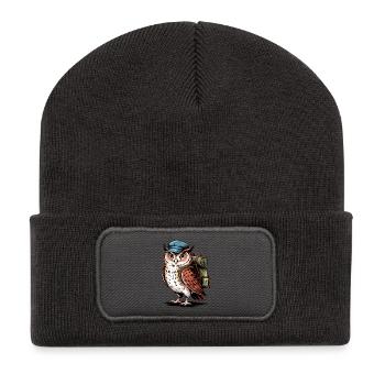 Adventure Owl with Backpack - Recycled Patch Beanie - dark grey - Front